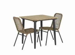 Keukentafels|Eettafels|Tafel Brisk 80x80cm - teak massief & aluminium - naturel