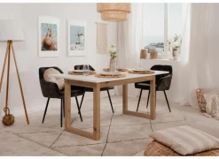 Eettafels|Tafel Denver 160/200x90cm - decor - wit & artisanale eik