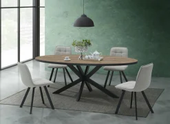 Eettafels|Tafel Estrella Etienne 220x110cm - meubelplaat - industrial oak