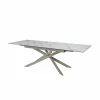 Tafel Gantia 180/240x90x76cm - keramiek & glas - wit goud zwart- Eettafels