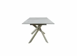 Tafel Gantia 180/240x90x76cm - keramiek & glas - wit goud zwart- Eettafels