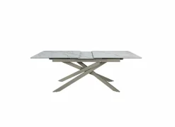 Tafel Gantia 180/240x90x76cm - keramiek & glas - wit goud zwart- Eettafels