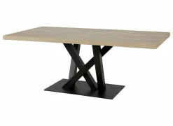 Tafel Sacha 230x100cm - melamine & metaal - canyon oak & zwart- Eettafels