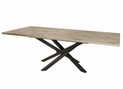 Eettafels|Tafel Stefan Tim 190-240x100cm - melamine & metaal - canyon oak & zwart