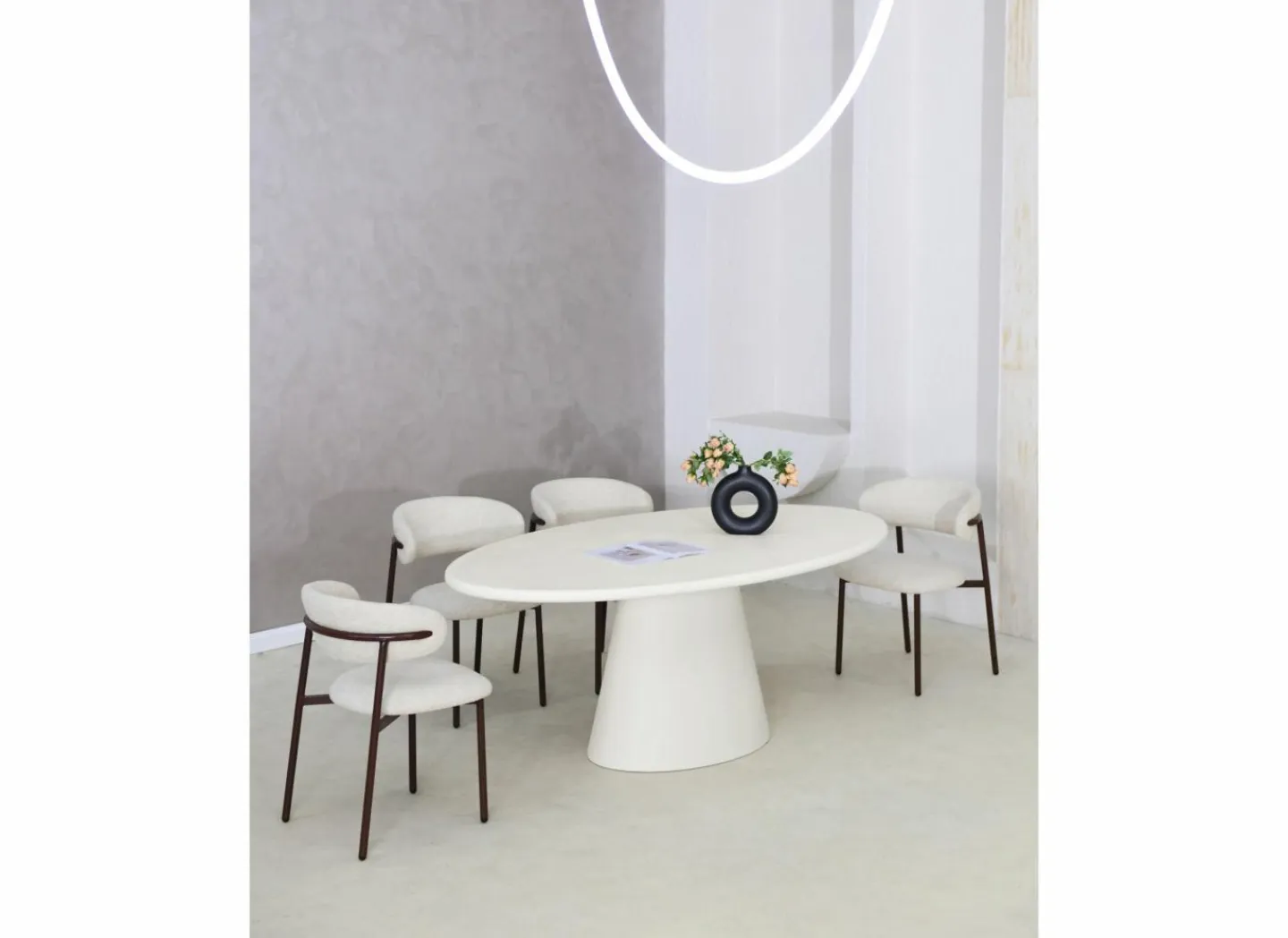 Tafel TF2402 200x110cm - cementex - wit- Eettafels