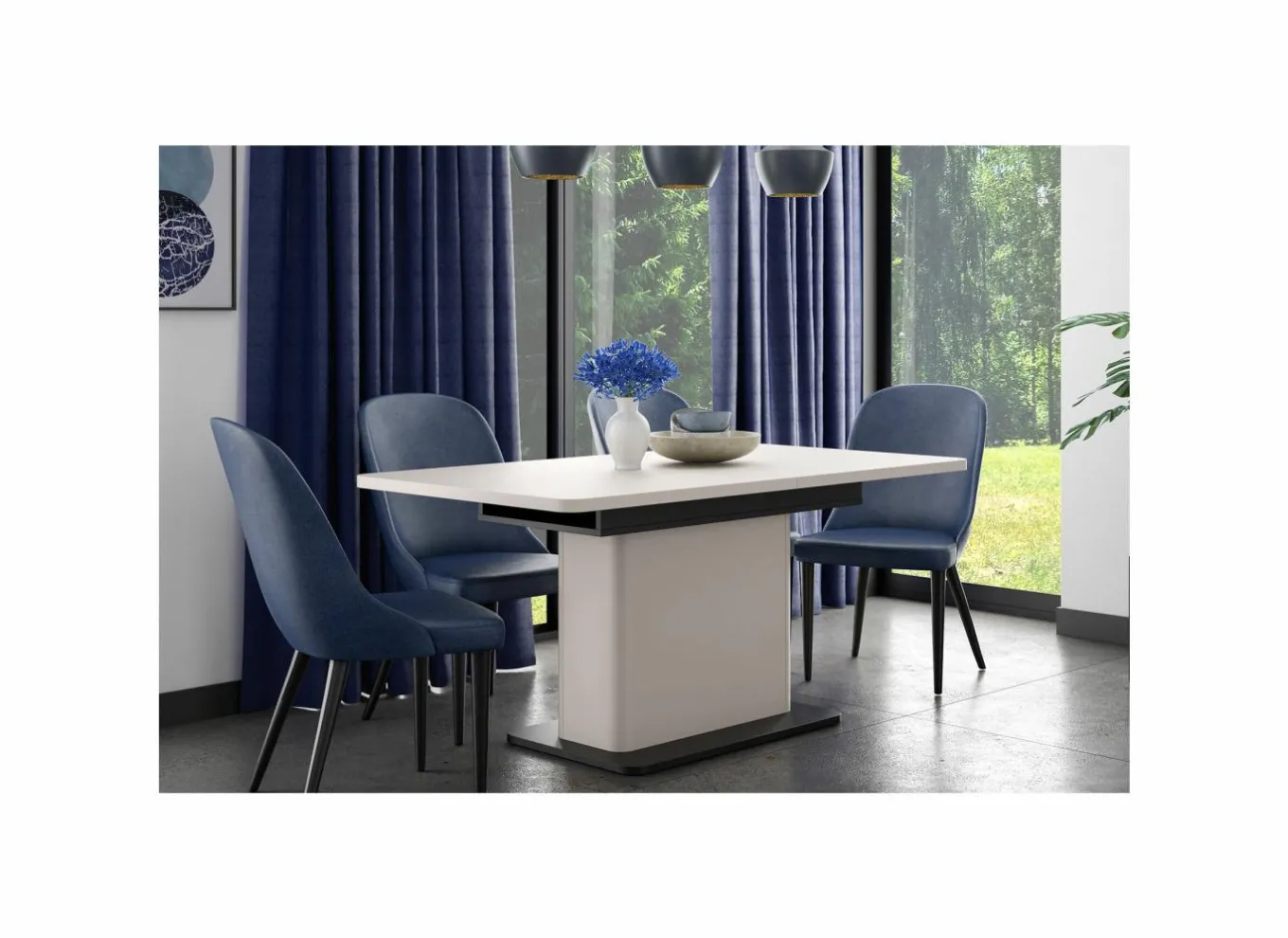 Keukentafels|Eettafels|Tafel Vodol 160/200x90cm - decor - zand & zwart