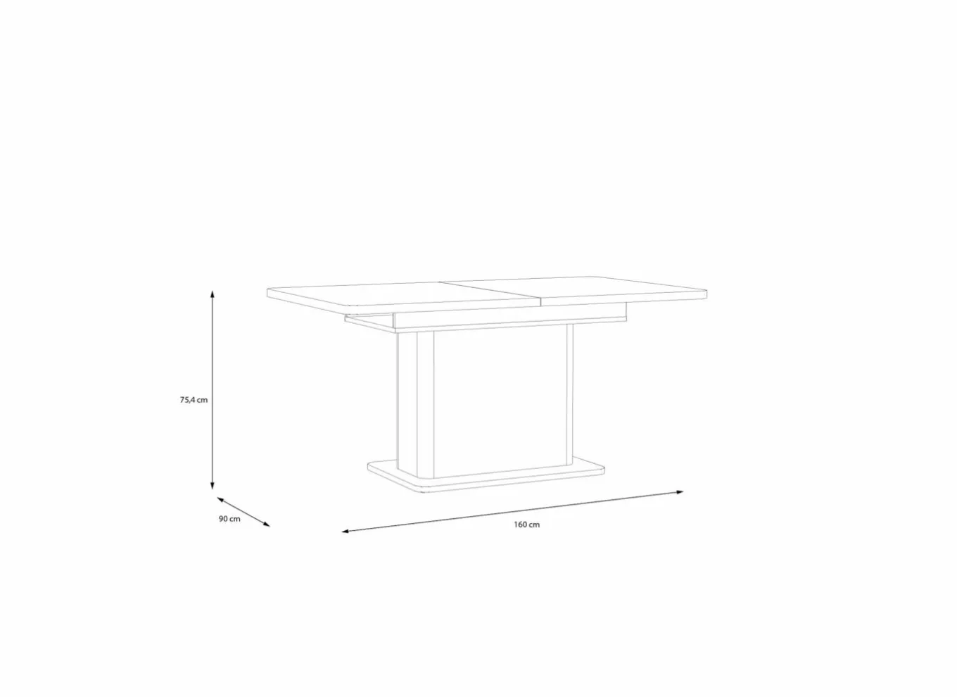 Keukentafels|Eettafels|Tafel Vodol 160/200x90cm - decor - zand & zwart