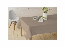 Tafellakens|Tafelkleed Nap D'Eco Ø180cm - polyester & katoen - beige & bruin