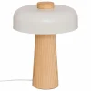Tafellamp Champignon Pola H35cm E27 - hevea & staal - wit & naturel- Tafellampen
