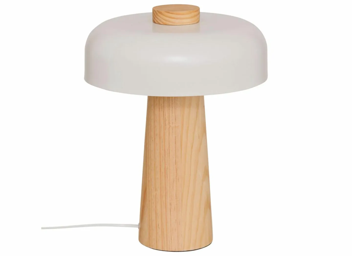 Tafellamp Champignon Pola H35cm E27 - hevea & staal - wit & naturel- Tafellampen