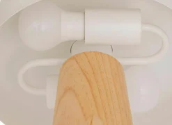 Tafellamp Champignon Pola H35cm E27 - hevea & staal - wit & naturel- Tafellampen