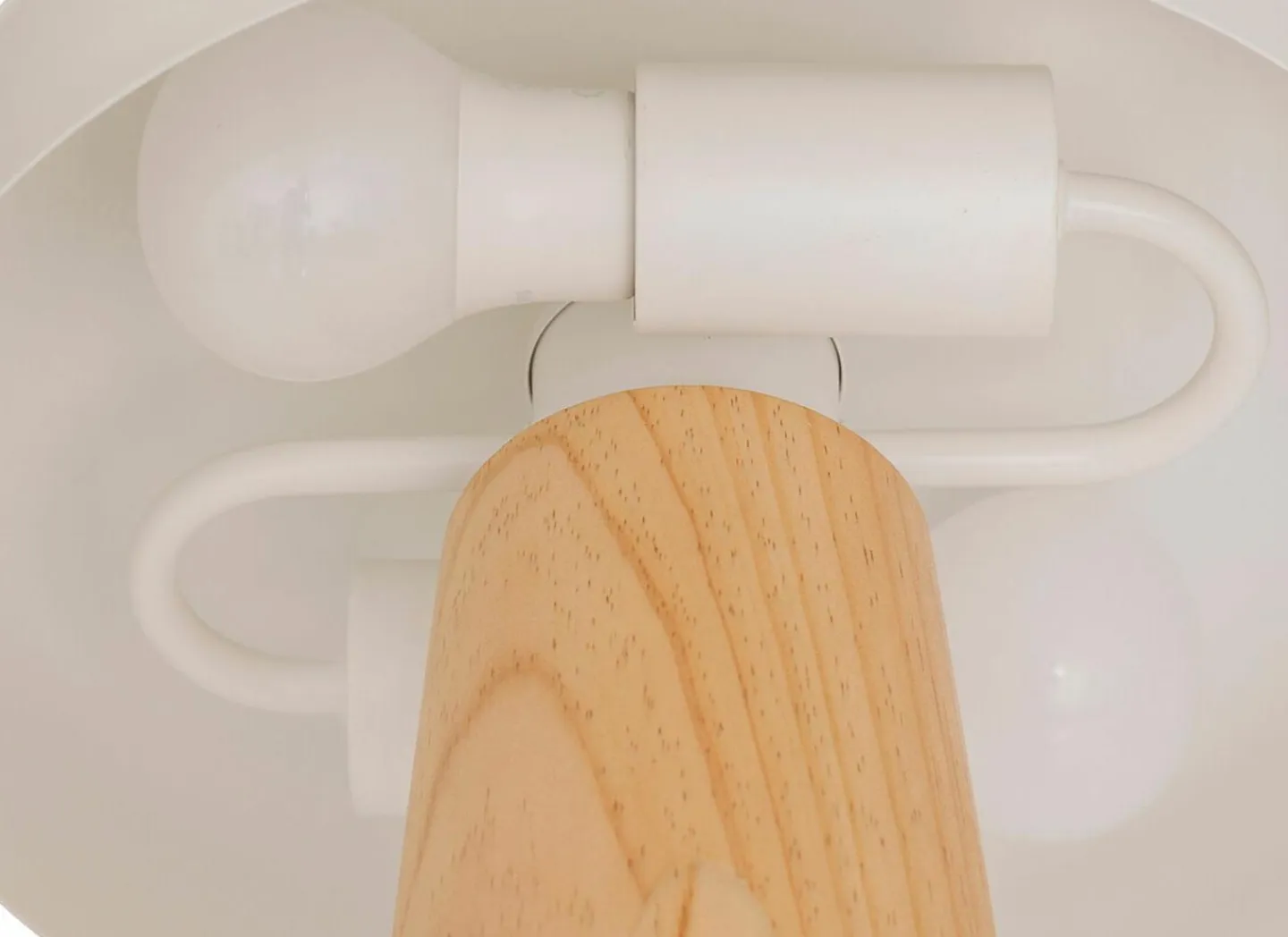 Tafellamp Champignon Pola H35cm E27 - hevea & staal - wit & naturel- Tafellampen