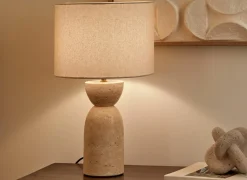 Tafellampen|Tafellamp Erin H47,5cm E27 - travertijn - beige