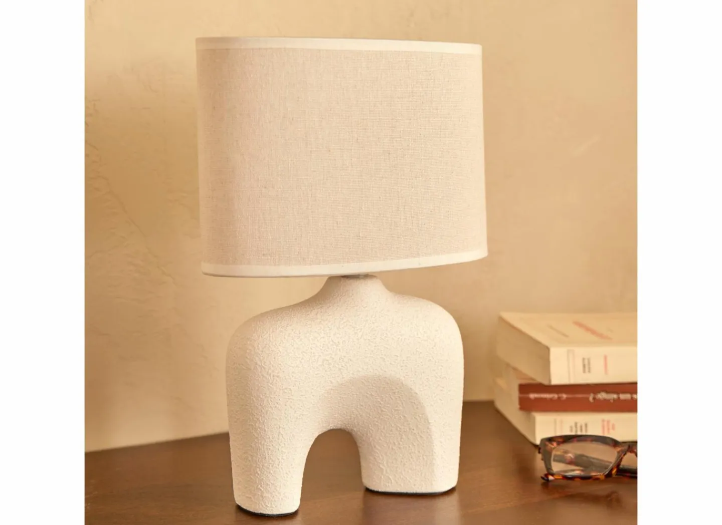 Tafellamp Gaby H31,5cm E14 - stoneware - wit- Tafellampen