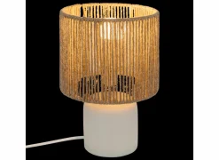 Tafellamp Koby Ø16xH24cm E14 - stoneware & jute - wit & naturel- Tafellampen
