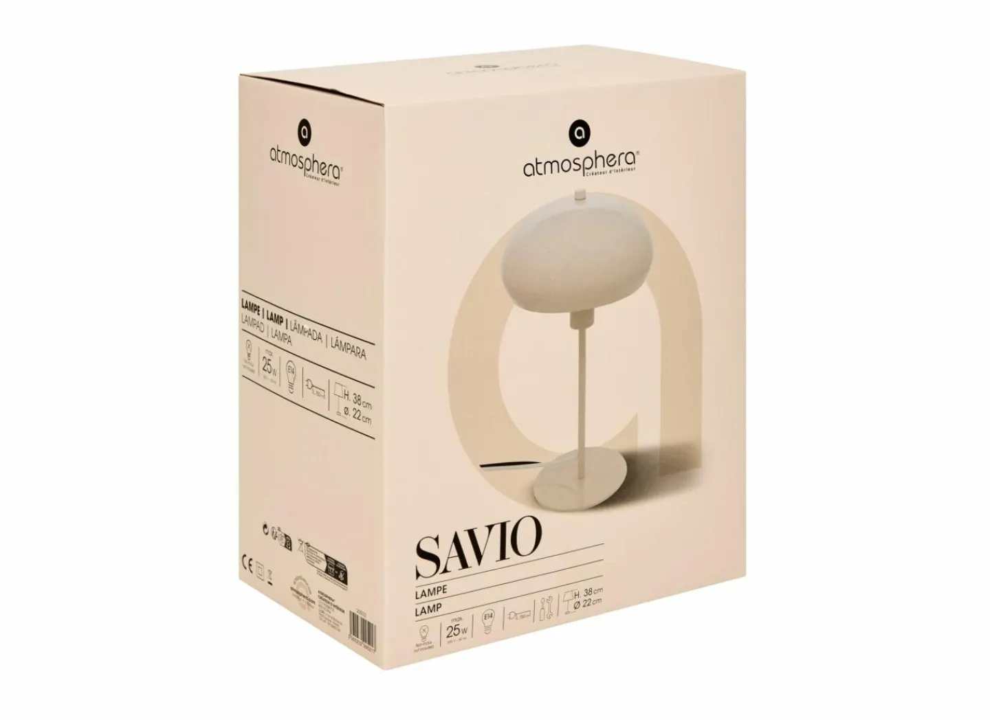 Tafellamp Savio E14 H38cm - glas/staal - beige- Tafellampen