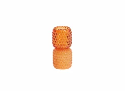 Theelichthouder Bublini H16cm - glas - oranje- Kaars & Houder