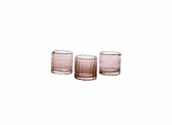 Theelichthouder Cassis Ø7x7cm - glas - roze- Kaars & Houder