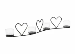 Kaars & Houder|Theelichthouder Hart 65xH10cm - metaal - zwart