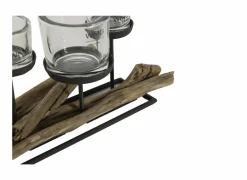 Herfstdecoratie|Kaars & Houder|Theelichthouder Hurricane Op Schors 60cm