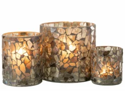 J line Kaars & Houder|Theelichthouder Mozaïek  H9,5cm