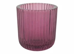 Cosy & Trendy Kaars & Houder|Theelichthouder Ribs Ø9x9cm - glas - paars