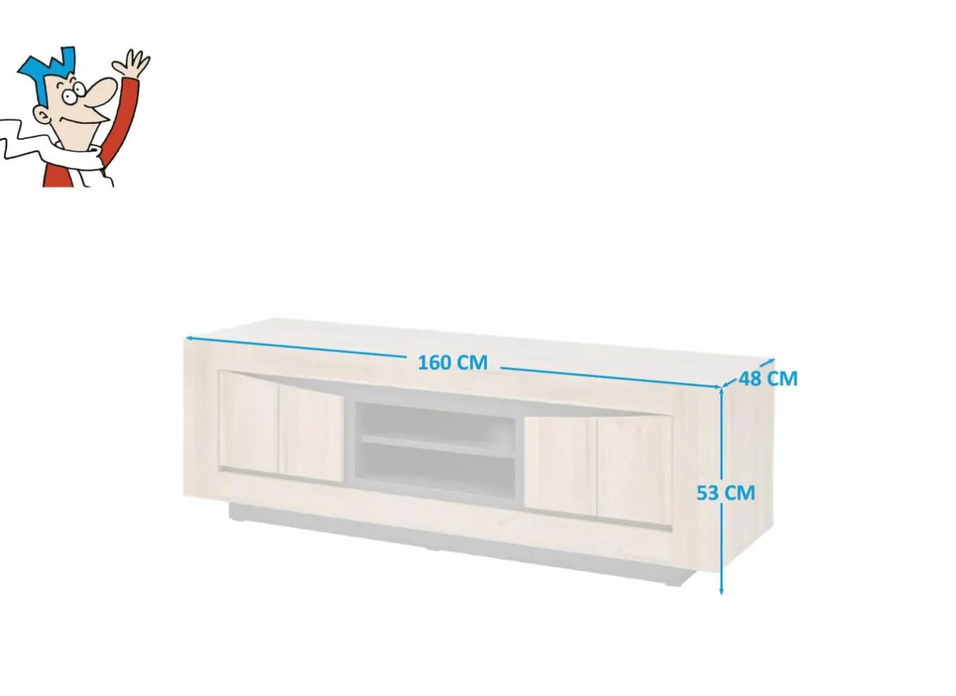 Tv-Meubels|Tv-Meubels|Tv-meubel 160cm - decor - French oak & grijs