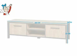 Tv-Meubels|Tv-Meubels|Tv-meubel 183cm - decor - oranje teakhout & mat zwart