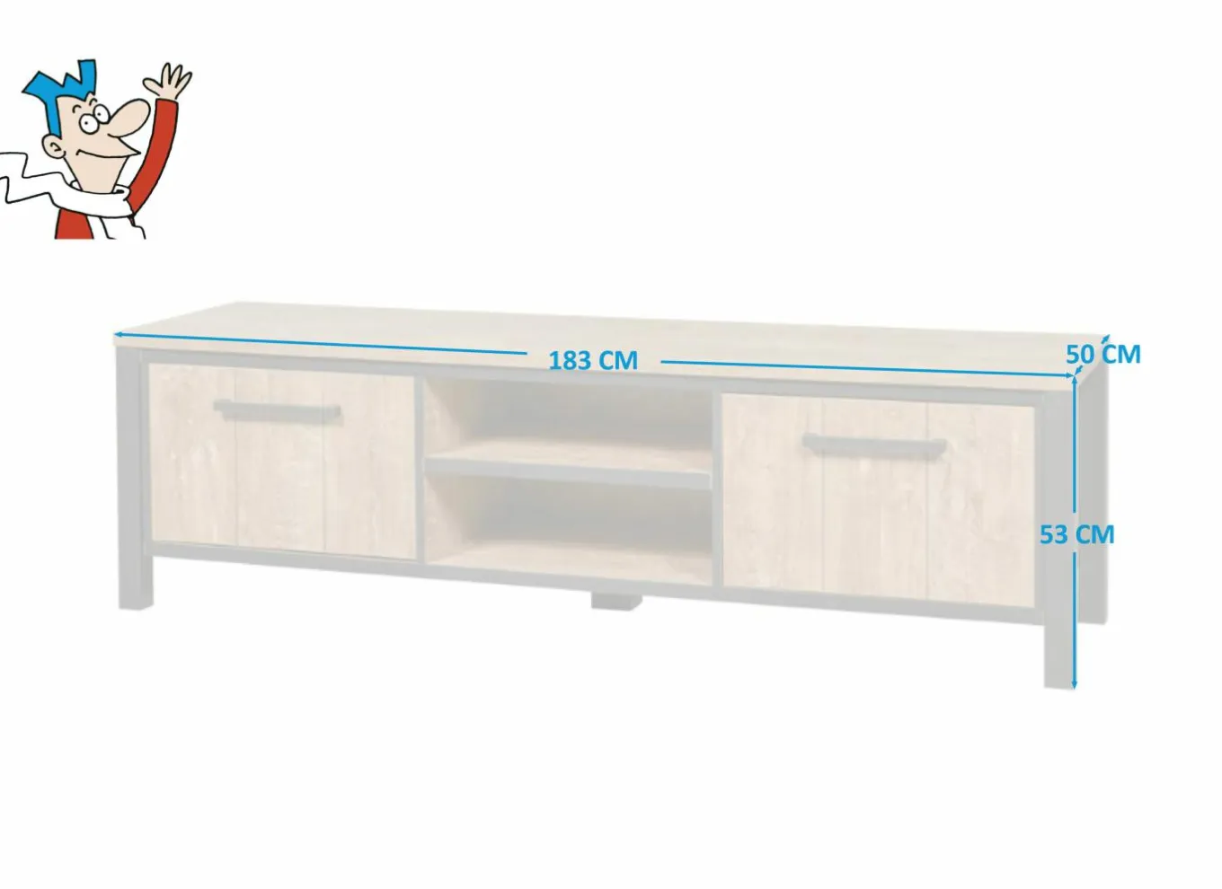 Tv-Meubels|Tv-Meubels|Tv-meubel 183cm - decor - oranje teakhout & mat zwart