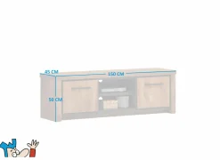 Tv-meubel Ensor 150cm - decor - acacia & black concrete- Tv-Meubels|Tv-Meubels