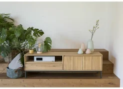 Tv-Meubels|Tv-Meubels|Tv-meubel Polar 145cm - eik massief & fineer & decor - naturel