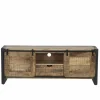 Tv-Meubels|Tv-Meubels|Tv-meubel Woodstock 160cm - mango massief & metaal - naturel & zwart