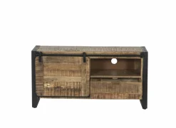 Tv-meubel Woodstock 120x45cm - mango massief & metaal - naturel & zwart- Tv-Meubels|Tv-Meubels