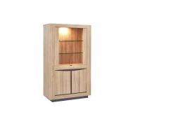 Vitrinekasten|Vitrinekasten|Vitrinekast 108cm - decor - French oak & grijs