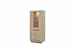 Vitrinekast 77cm - decor - French oak & grijs- Vitrinekasten|Vitrinekasten