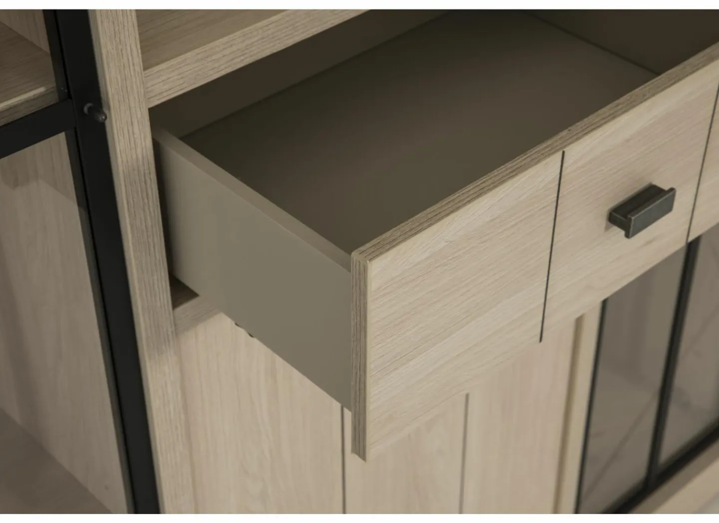 Vitrinekast 104cm - decor - natuurlijke olm- Vitrinekasten|Vitrinekasten