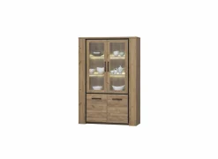 Vitrinekast Elio 133cm - melamine - French oak- Vitrinekasten|Vitrinekasten