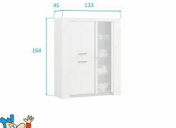 Vitrinekasten|Vitrinekasten|Vitrinekast Elvis 133cm - decor - white oak