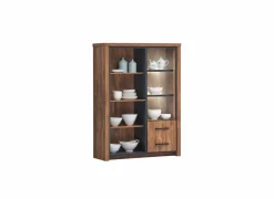 Vitrinekast Ensor 125cm - decor - acacia & black concrete- Vitrinekasten|Vitrinekasten