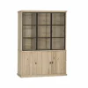 Vitrinekast Grimaldi 175,2cm - eik massief - naturel- Vitrinekasten|Vitrinekasten