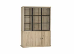 Vitrinekast Grimaldi 175,2cm - eik massief - naturel- Vitrinekasten|Vitrinekasten