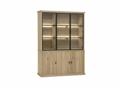 Vitrinekast Grimaldi 175,2cm - eik massief - naturel- Vitrinekasten|Vitrinekasten