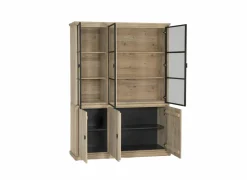 Vitrinekast Grimaldi 175,2cm - eik massief - naturel- Vitrinekasten|Vitrinekasten