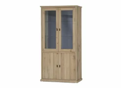 Vitrinekast Grimaldi 120cm - eik massief - naturel- Vitrinekasten|Vitrinekasten