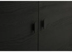 Vitrinekasten|Vitrinekasten|Vitrinekast Mauri 116,5cm - eik massief - zwart met verlichting