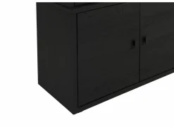 Vitrinekasten|Vitrinekasten|Vitrinekast Mauri 116,5cm - eik massief - zwart met verlichting