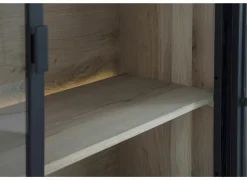 Vitrinekasten|Vitrinekasten|Vitrinekast Mauri 116,5cm - eik massief - zwart met verlichting