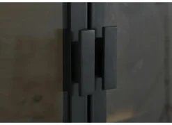 Vitrinekasten|Vitrinekasten|Vitrinekast Mauri 116,5cm - eik massief - zwart met verlichting