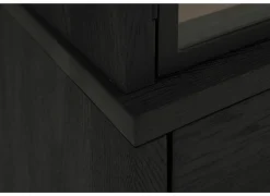 Vitrinekasten|Vitrinekasten|Vitrinekast Mauri 116,5cm - eik massief - zwart met verlichting