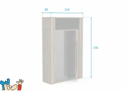 Vitrinekast Monaco 114cm - melamine - saloon eik & zwart- Barkasten|Vitrinekasten